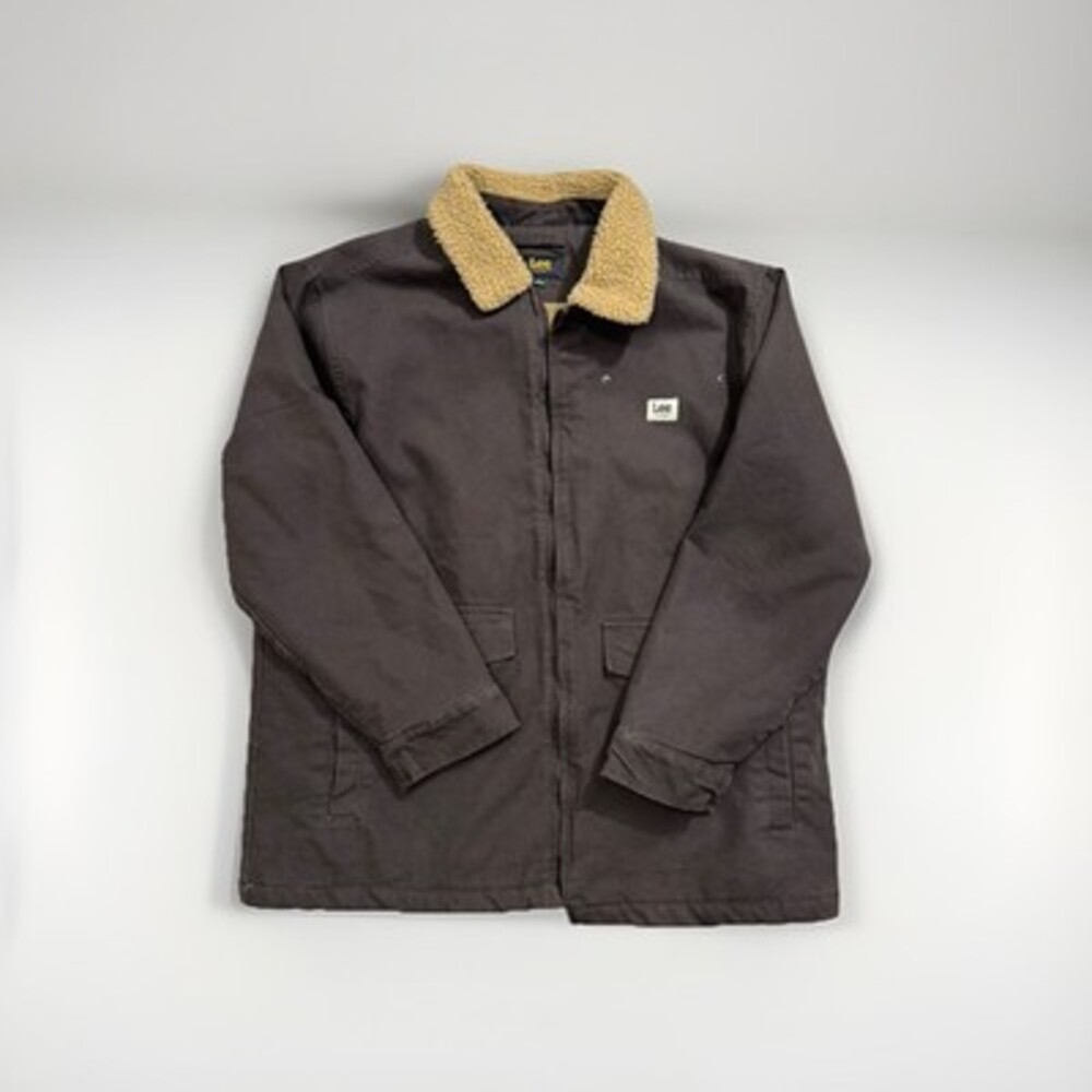 Lee men’s Jacket Large Brown Full Zip insulated Sherpa harrington worker jacket
